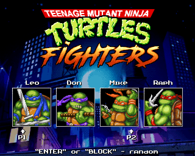 Teenage Mutant Turtles Fighters Menu Heroes